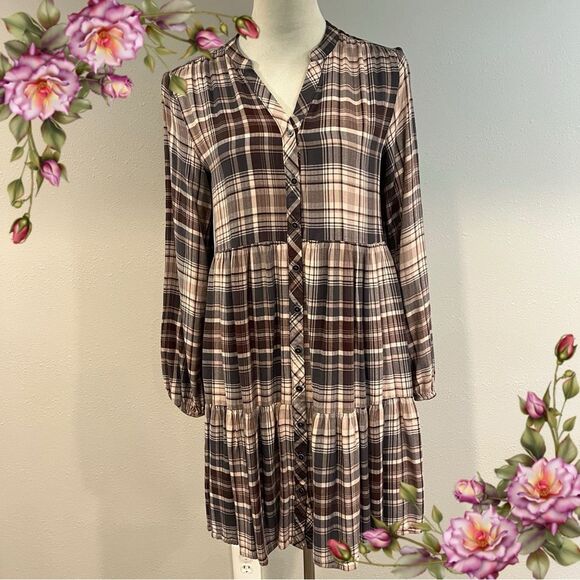 Knox Rose long sleeve button down plaid dress size small - Picture 1 of 13